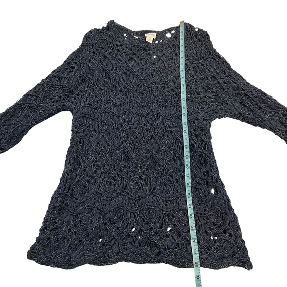 Chico’s Open Ribbon Weave Blue Tunic Sweater Size 2 Large - Picture 4 of 10